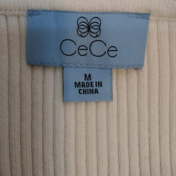 NEW CeCe Tie Sleeve Cold Shoulder Sweater - Picture 6 of 6